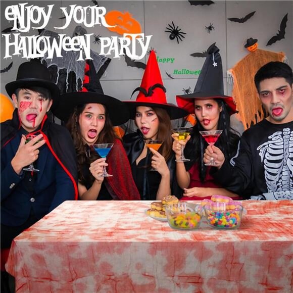 5 PCS Halloween Bloody Gauze Table Cover- 85" x 60"Bloody Handprint Rectangle - Picture 7 of 8
